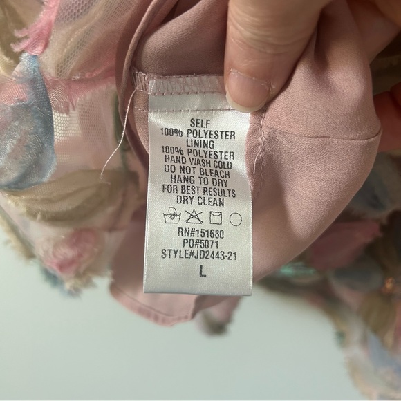 Storia Stacy Sequin Floral Multi Puffed Sleeve Sparkle Babydoll Mini Dress L - Picture 9 of 11